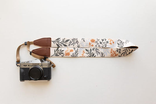 Wildflower Camera Strap for Women - Floral, Botanical, Adjustable Camera Holder for DSLR, Mirrorless, Film
